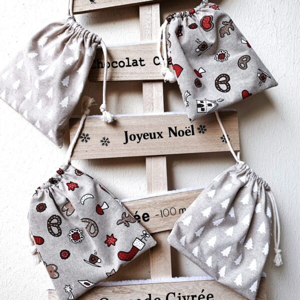 Pochon emballage cadeau Noel réutilisable