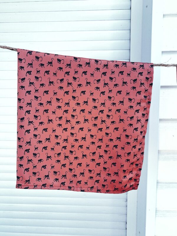 Foulard corail motif singes