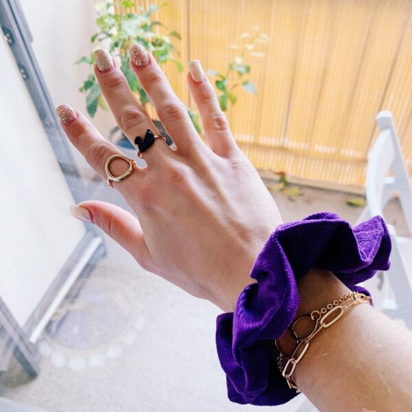 chouchou velours côtelé violet