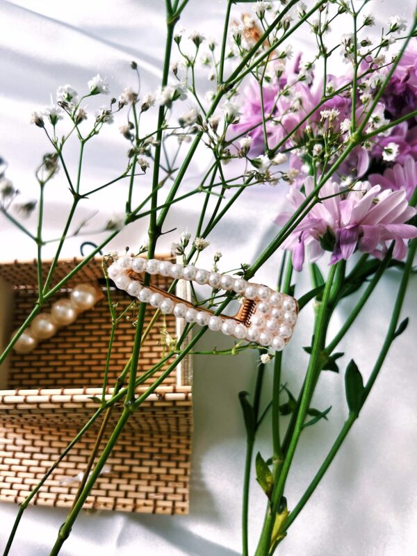 Lot 3 barrettes dorées perles & strass