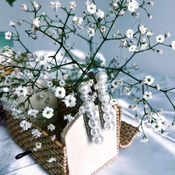 Lot 2 barrettes argentées perles