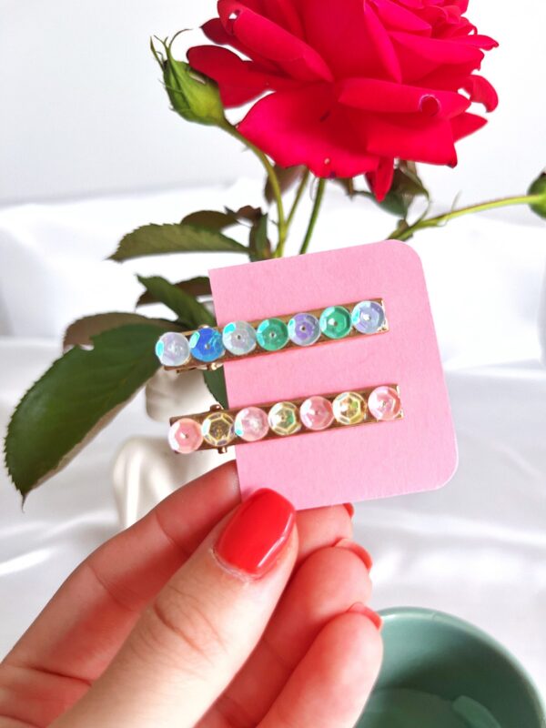 Lot de 2 barrettes pour cheveux roses et bleues