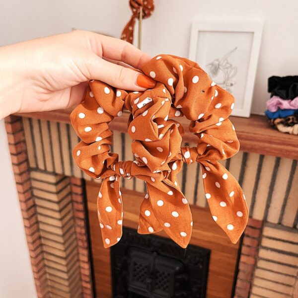 Chouchou foulard terracotta à pois blanc collection automne