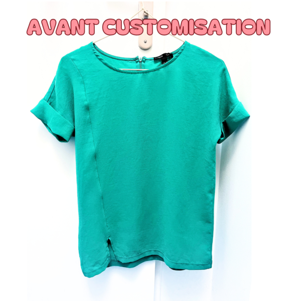 T-shirt vert persan avant customisation.