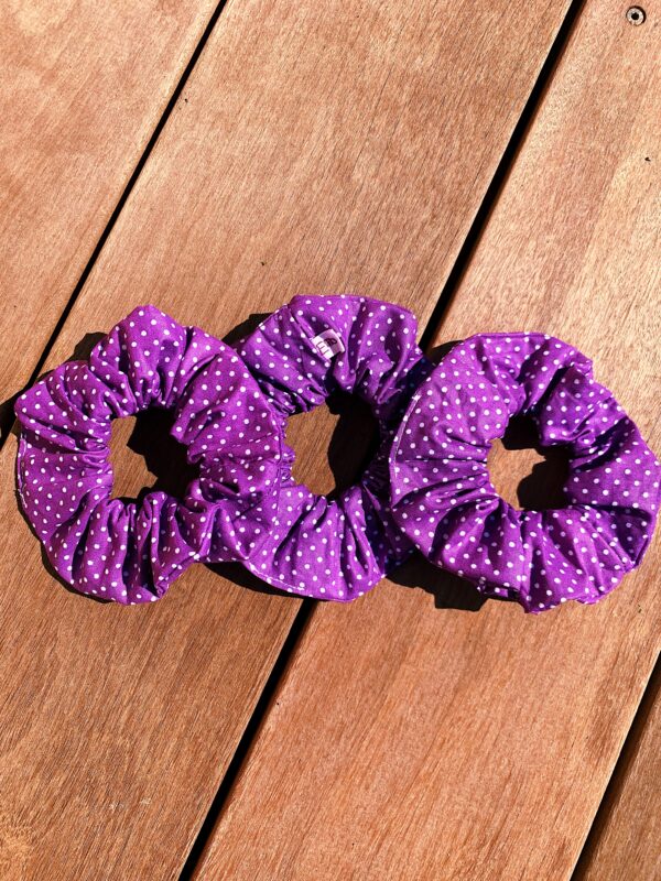 Chouchou violet en coton à pois blanc, modèle unique fait main, Elib Mode