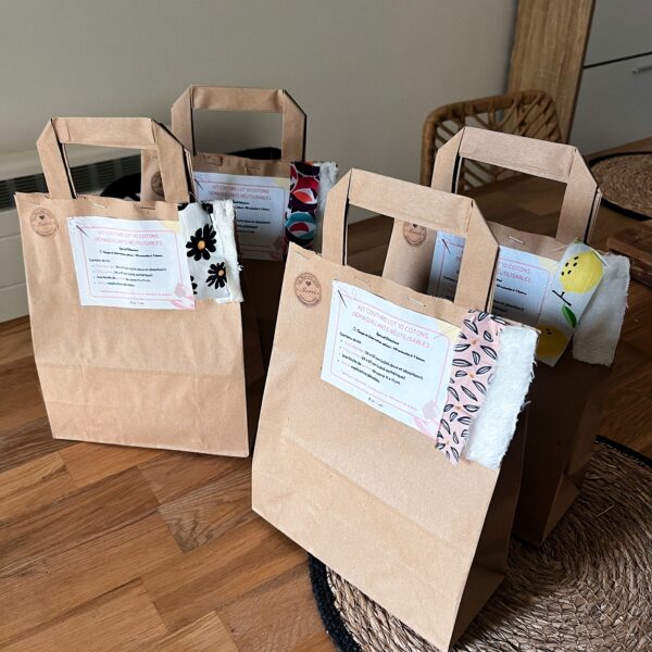 Kit De Couture pour créer 10 cotons démaquillants, 4 modèles disponibles, éponge bambou et coton bio.